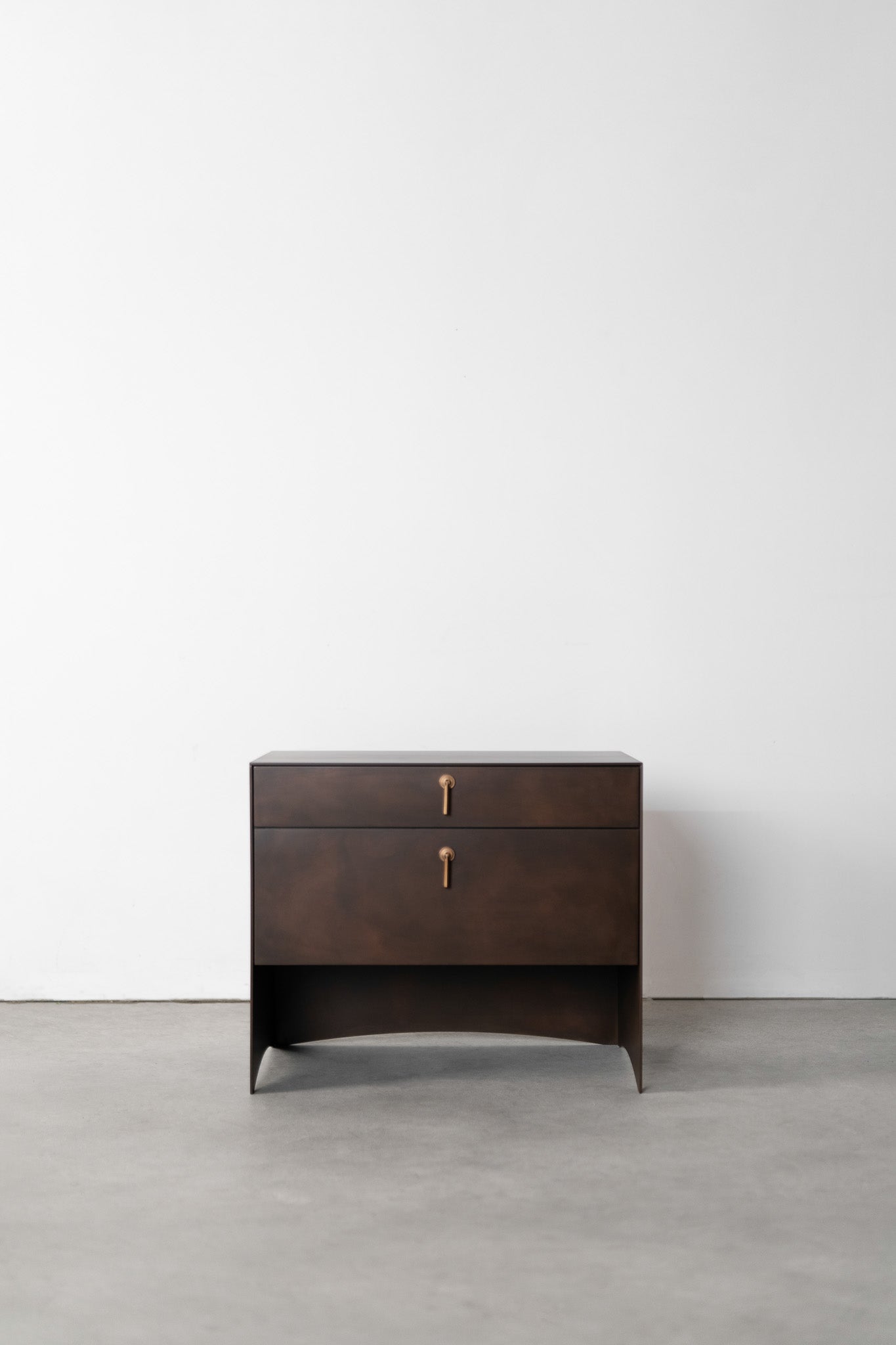 Lola nightstand - steel casing, wood drawers