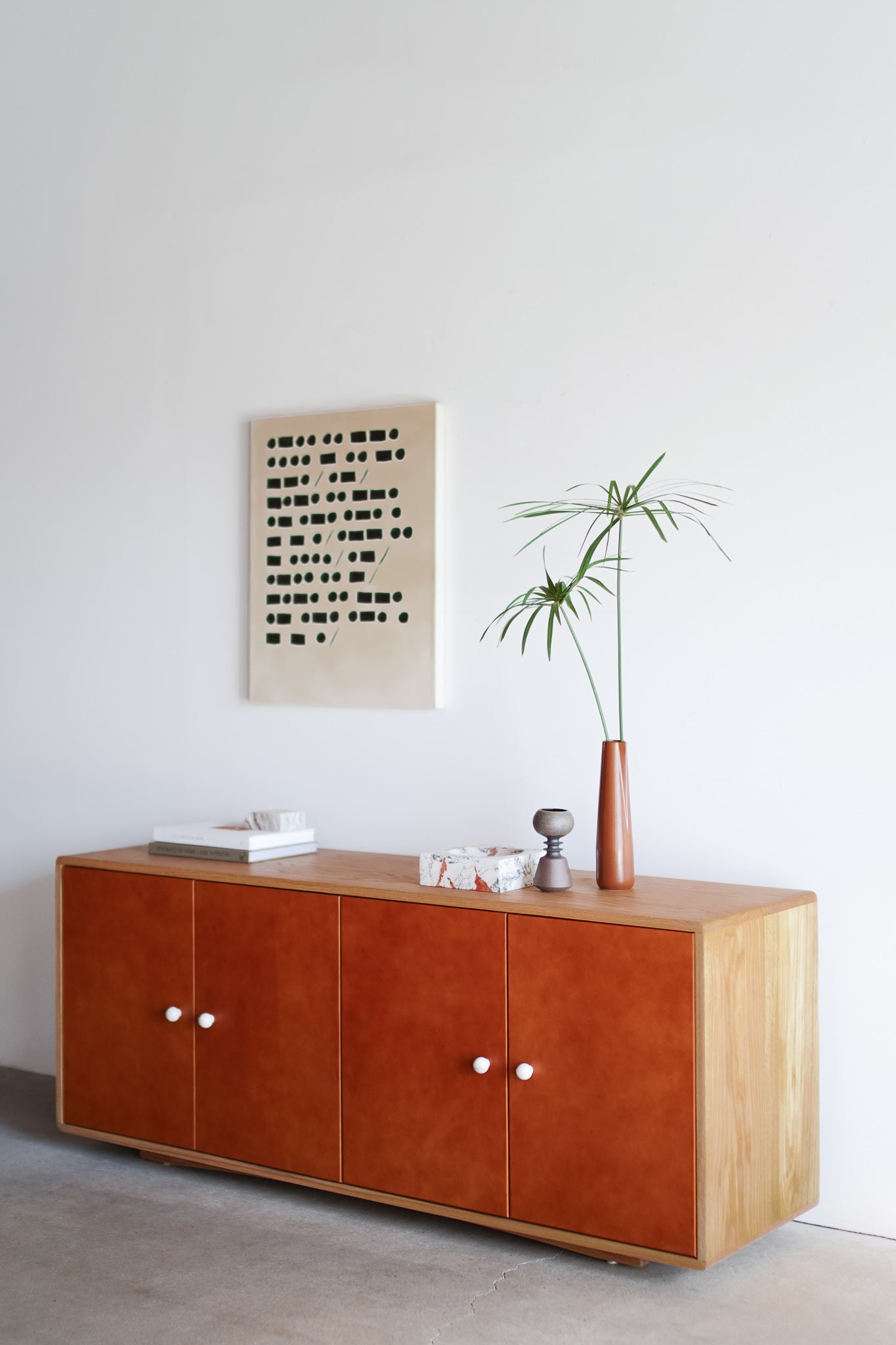 Morro credenza - leather wood cabinet styled 