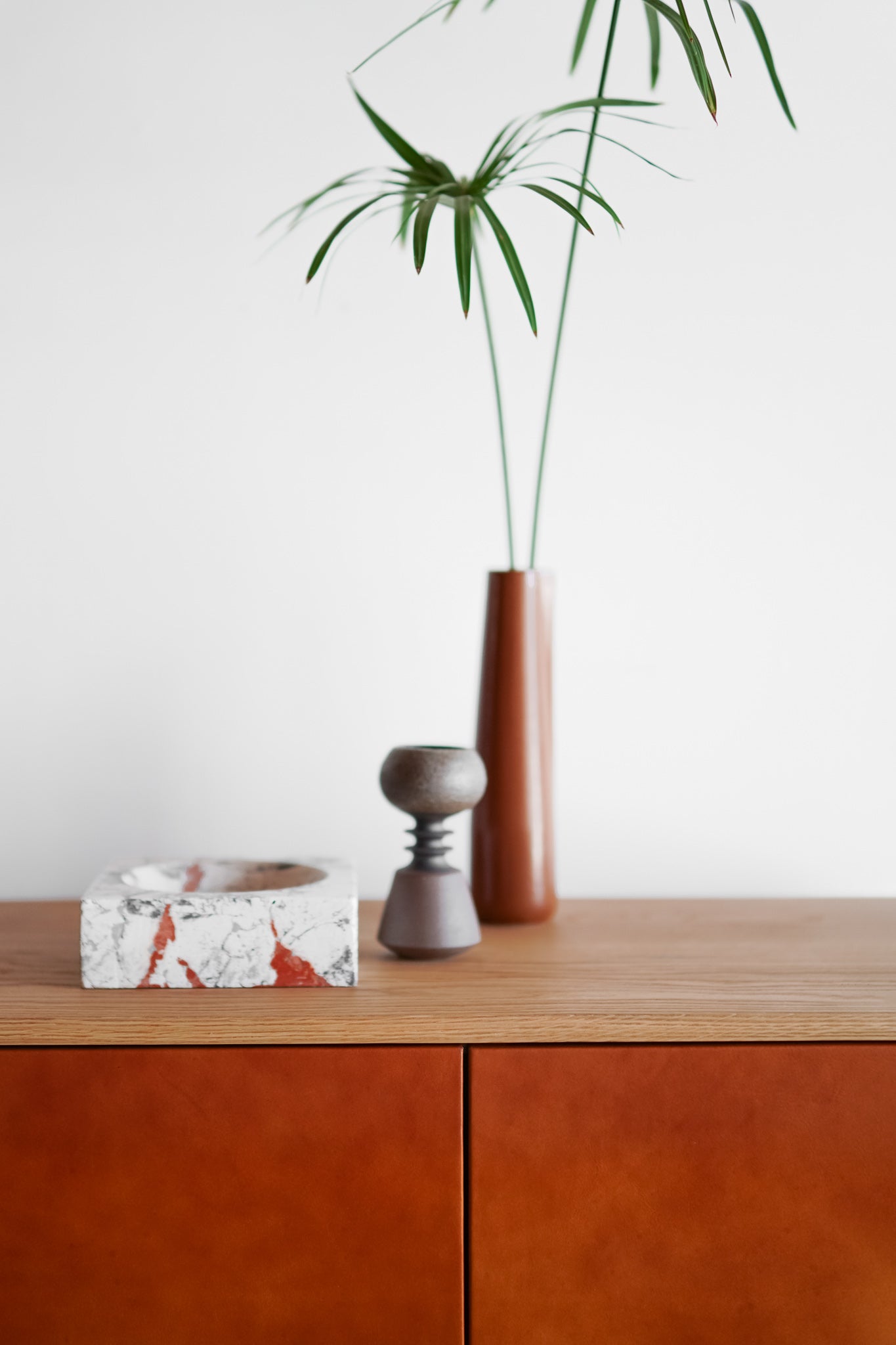 Morro credenza - leather wood cabinet styled