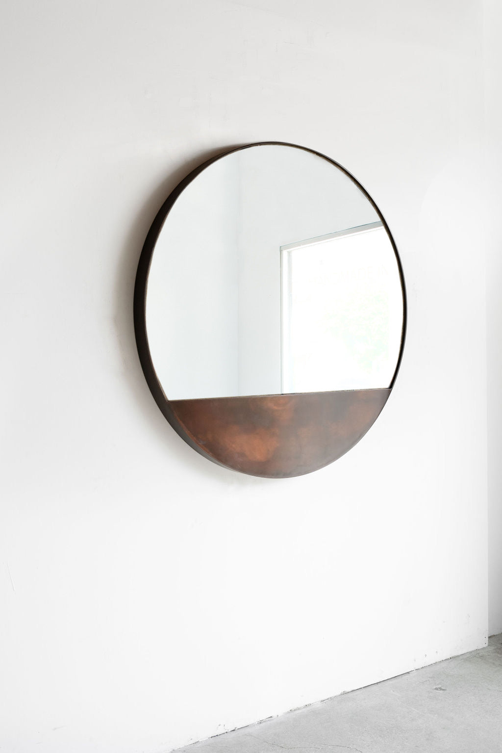 Side shot of Bronson Mirror - Patina metal frame