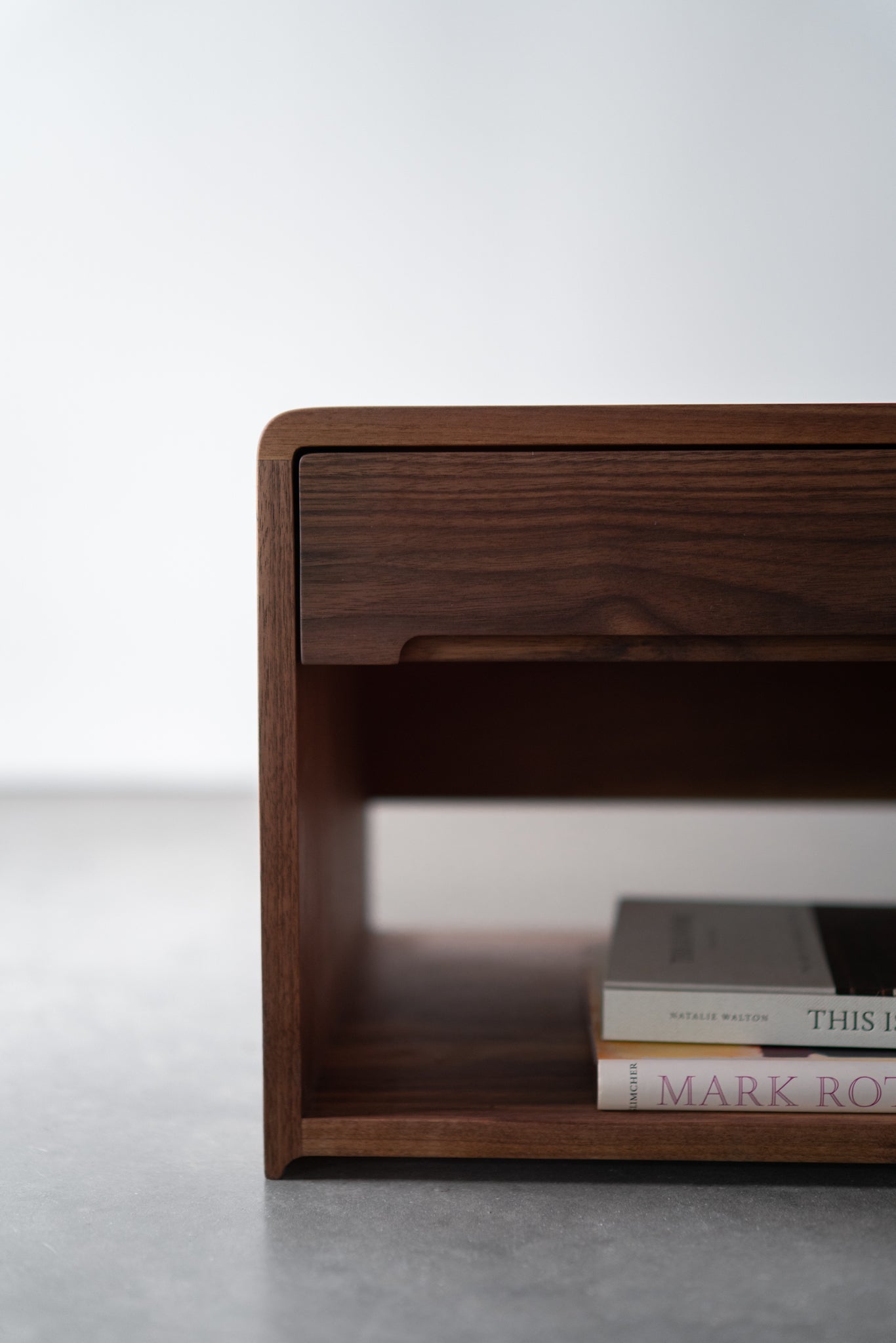 Carter nightstand- walnut nightstand left side shot