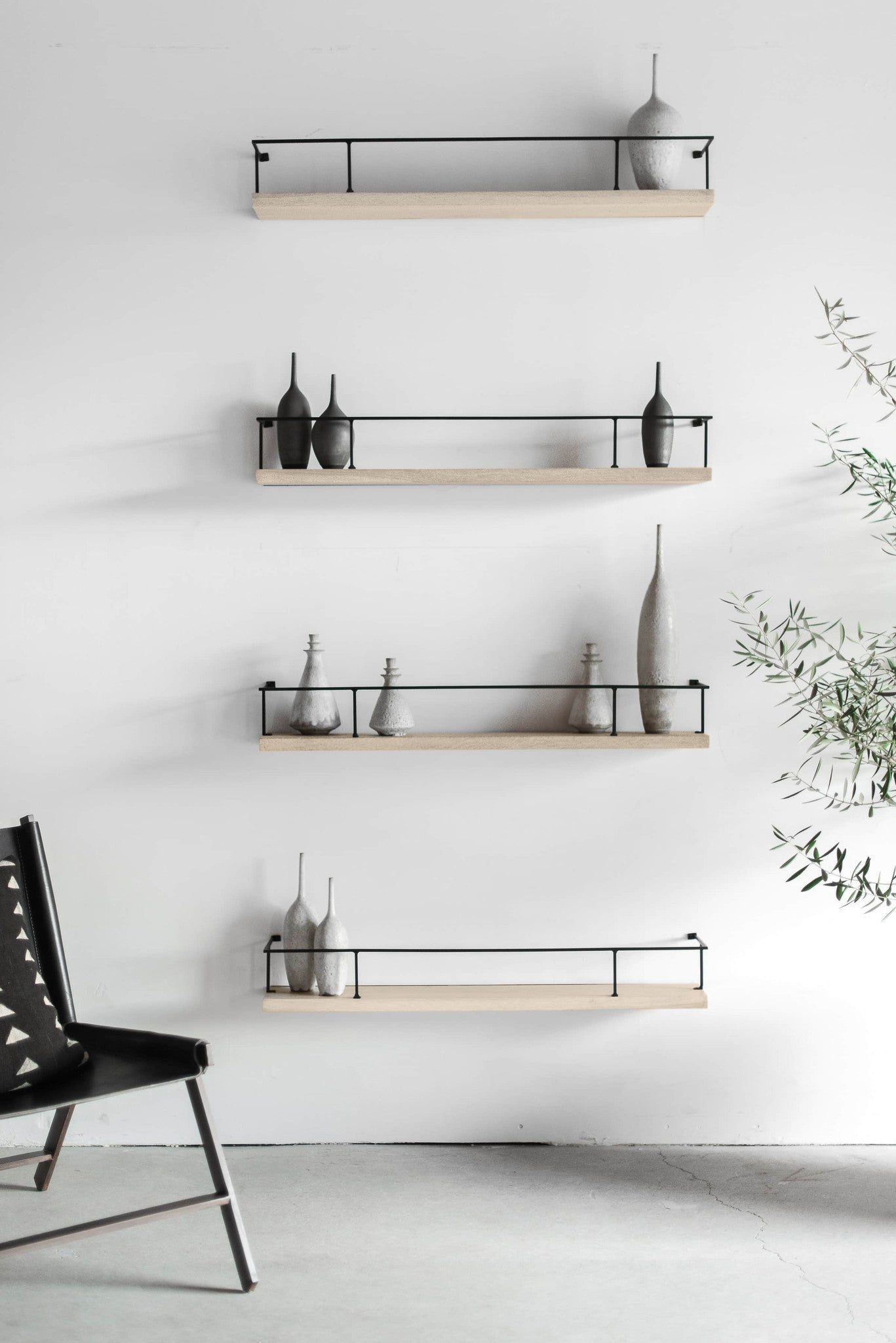 Floating Metal Shelf - Black or White Metal Finish