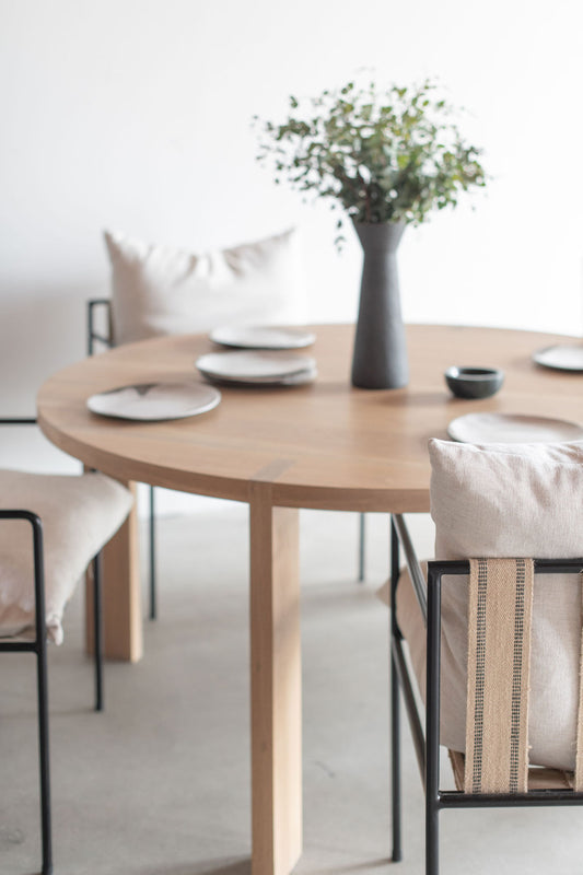 Eve dining table - oak wood dining table, styled 