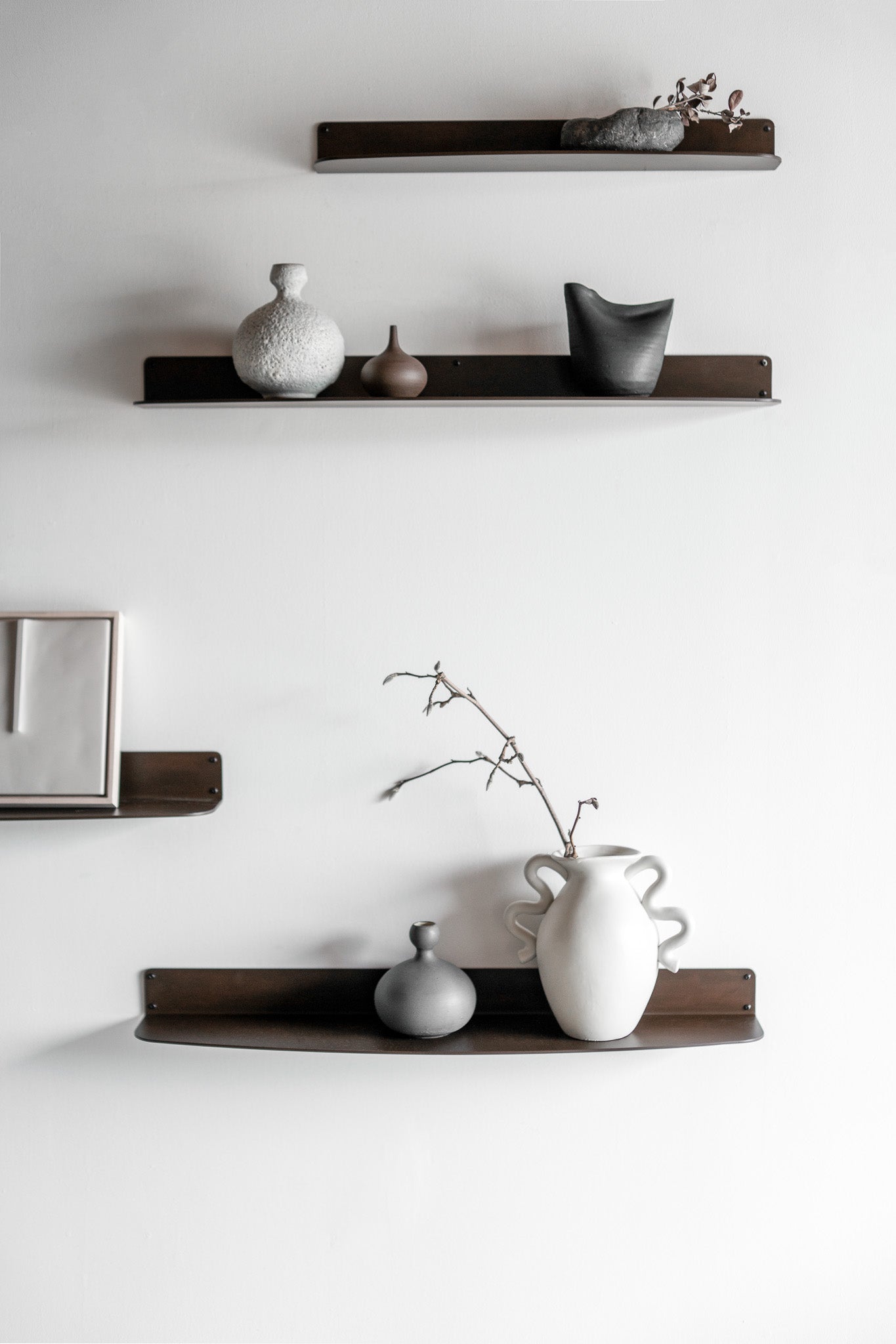 noah shelves - steel shelves, styled 