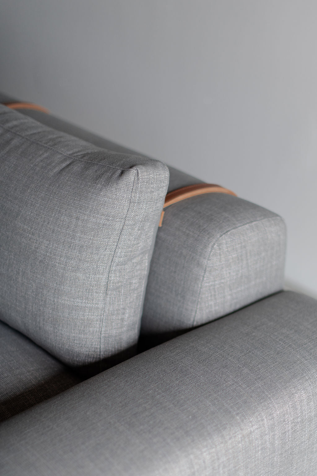 Rivera sofa- wood frame, steel legs and upholstered cushions 