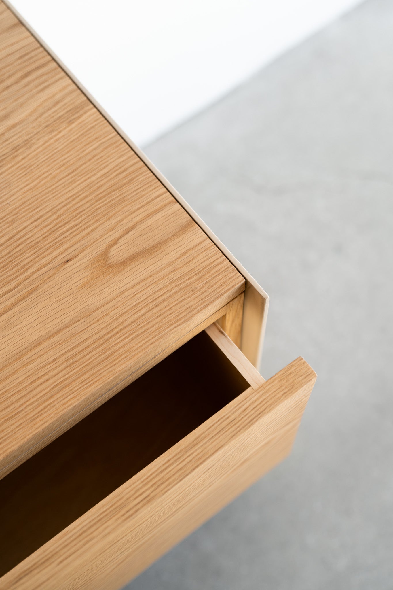 close up of wood drawer 