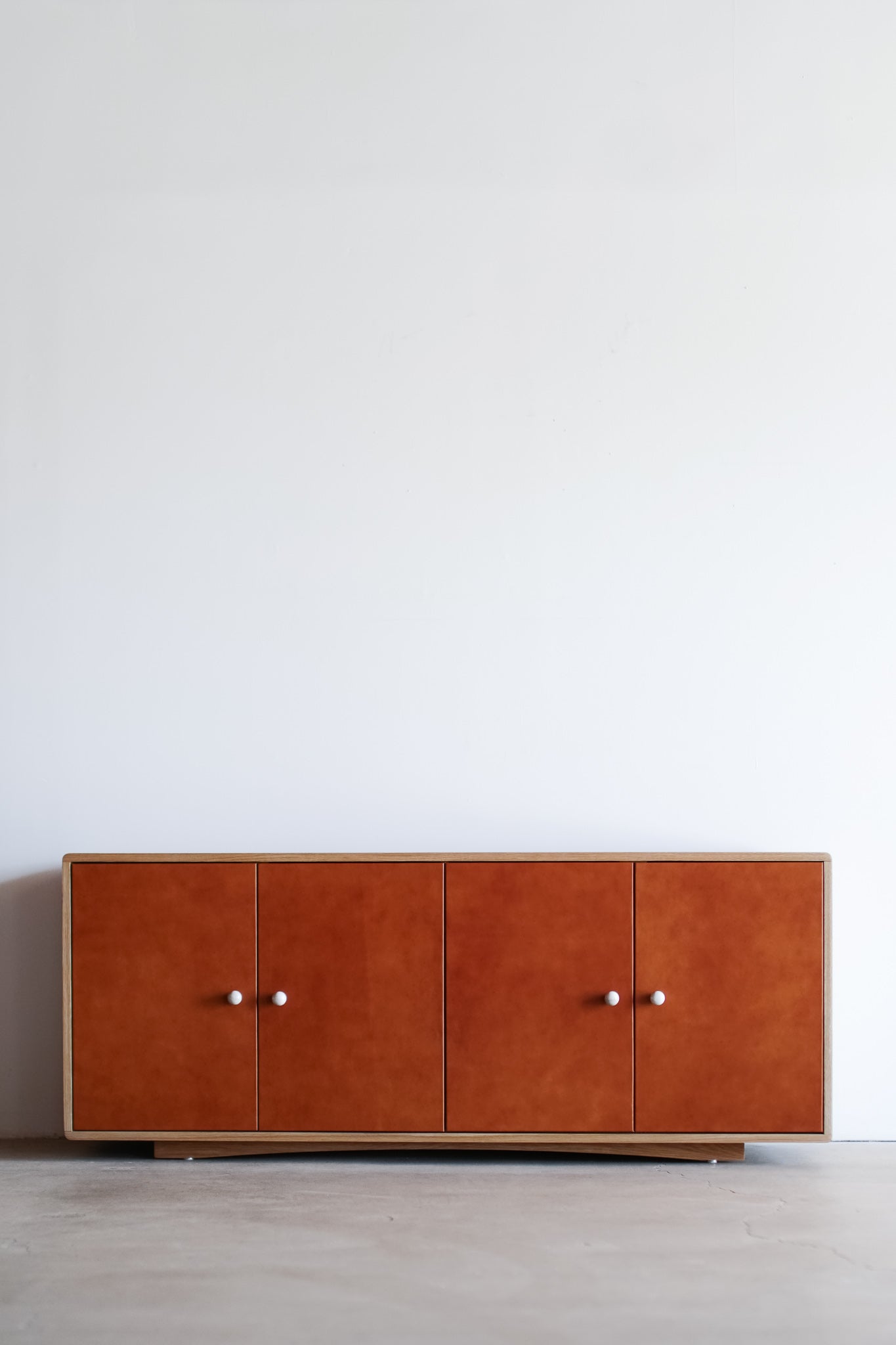 Morro credenza - leather wood cabinet 