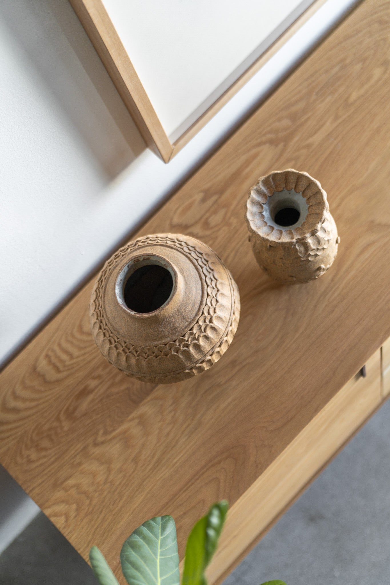 Nima sideboard - oak wood cabinet top shot, styled