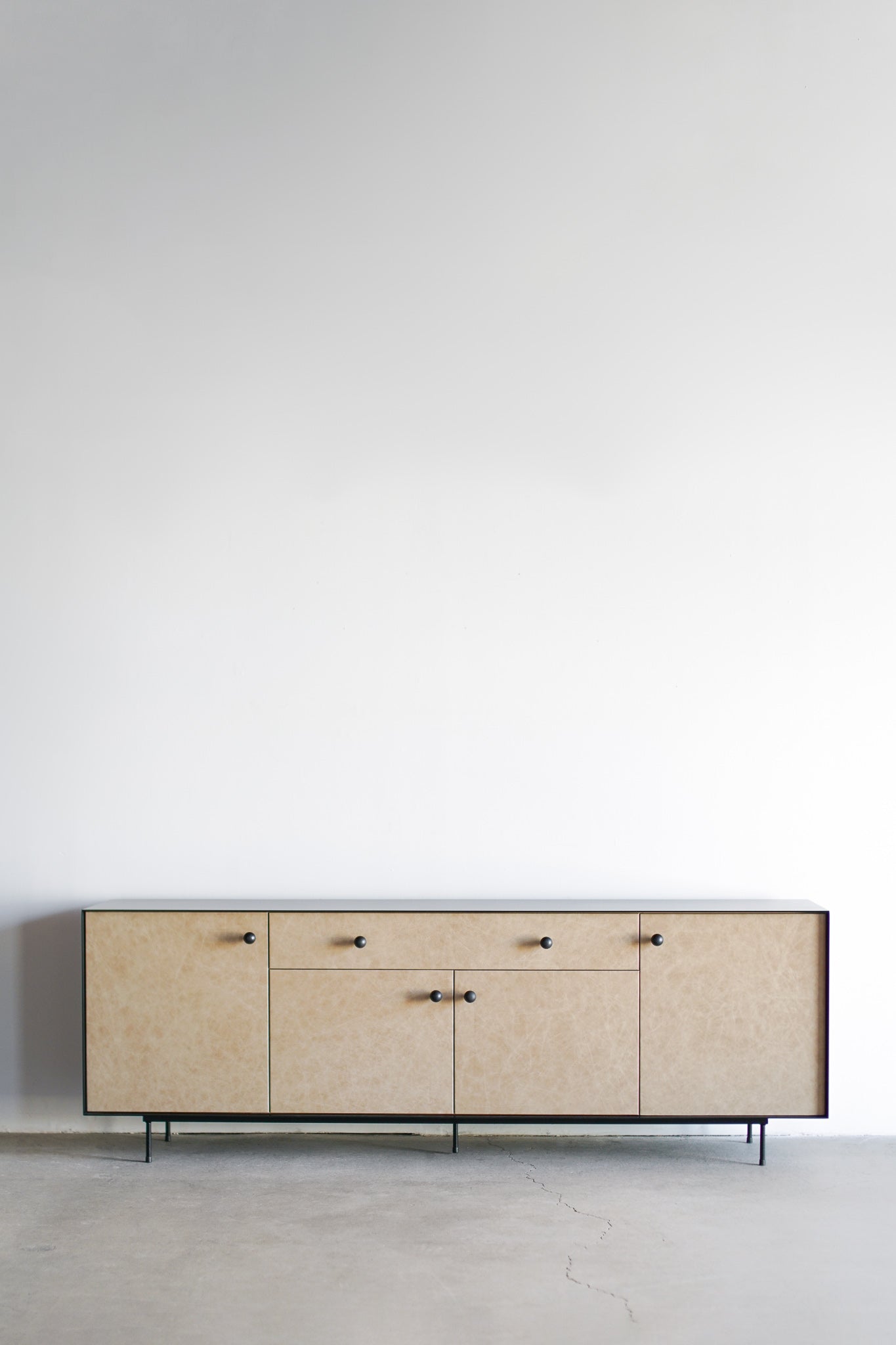 Noah buffet - steel and wood cabinet with leather faces