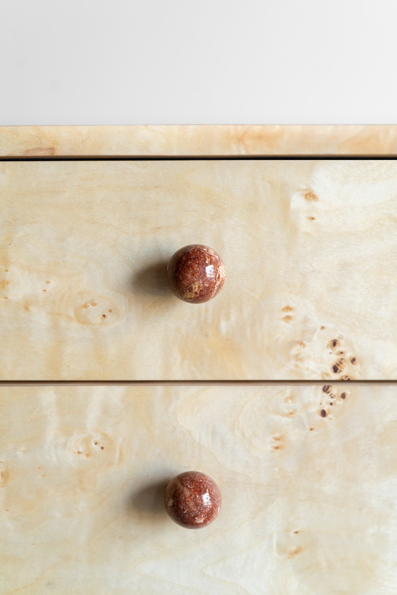 Solano nightstand- burl and steel legs