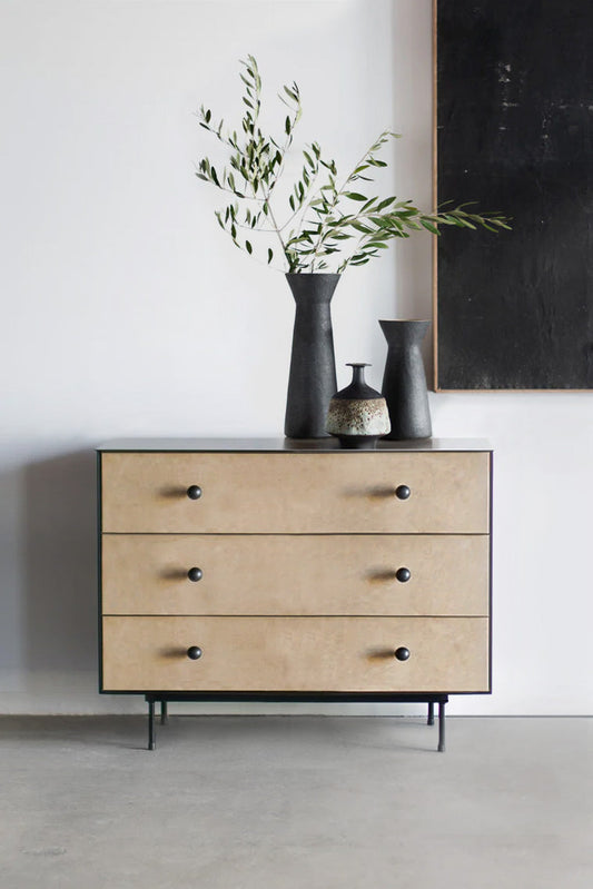 French Vanilla leather dresser front