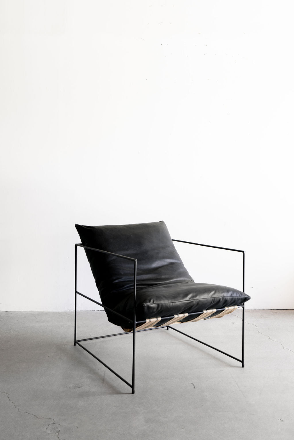 Black leather sierra chair - steel frame, leather cushion