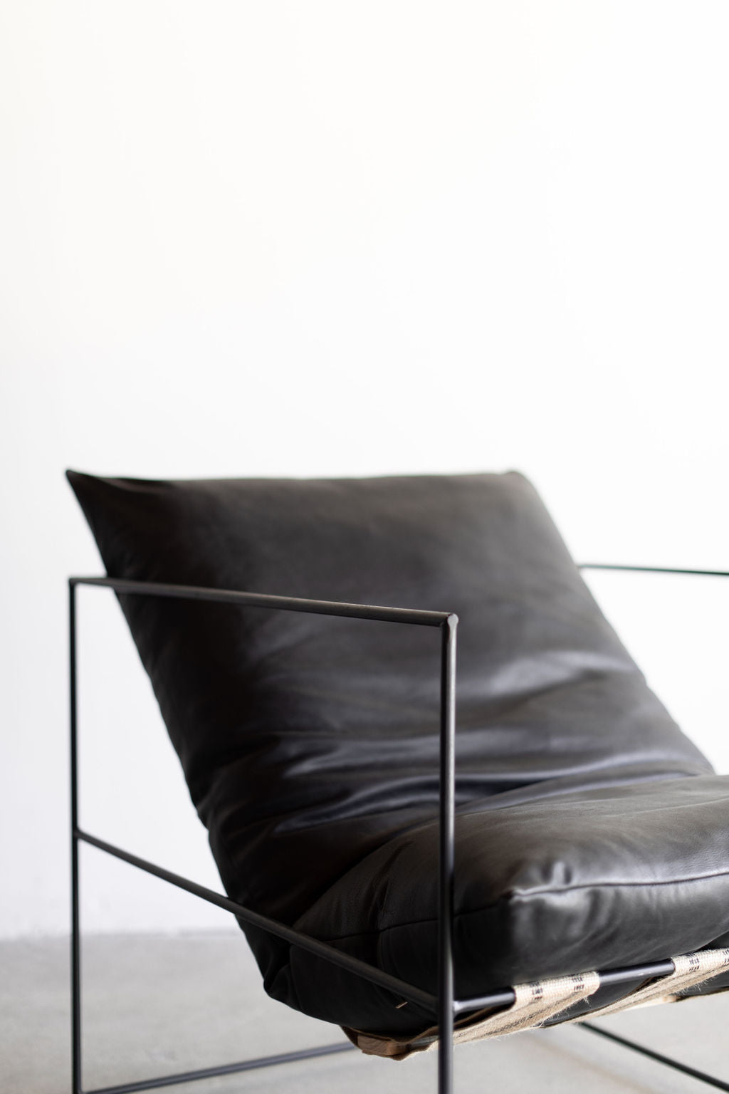 Black leather sierra chair - steel frame, leather cushion