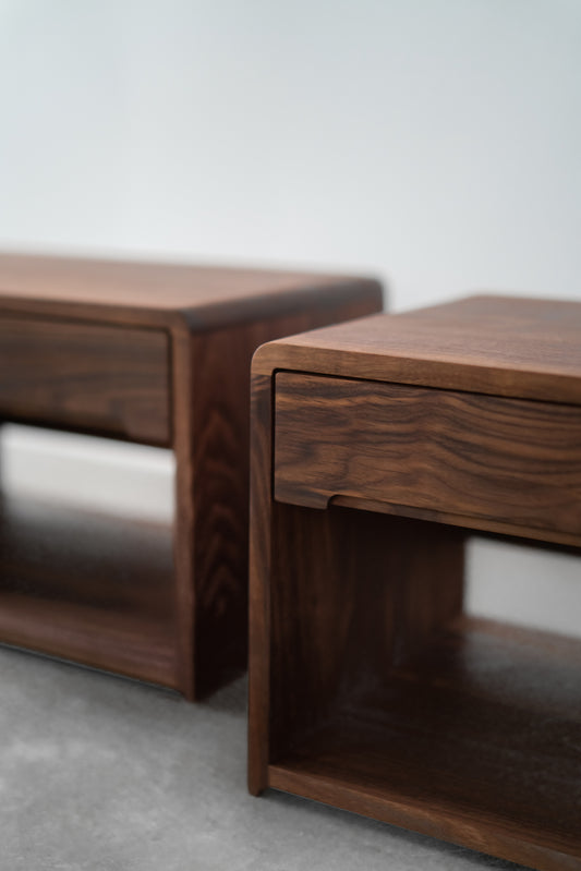 Carter nightstand - walnut nightstand side shot 