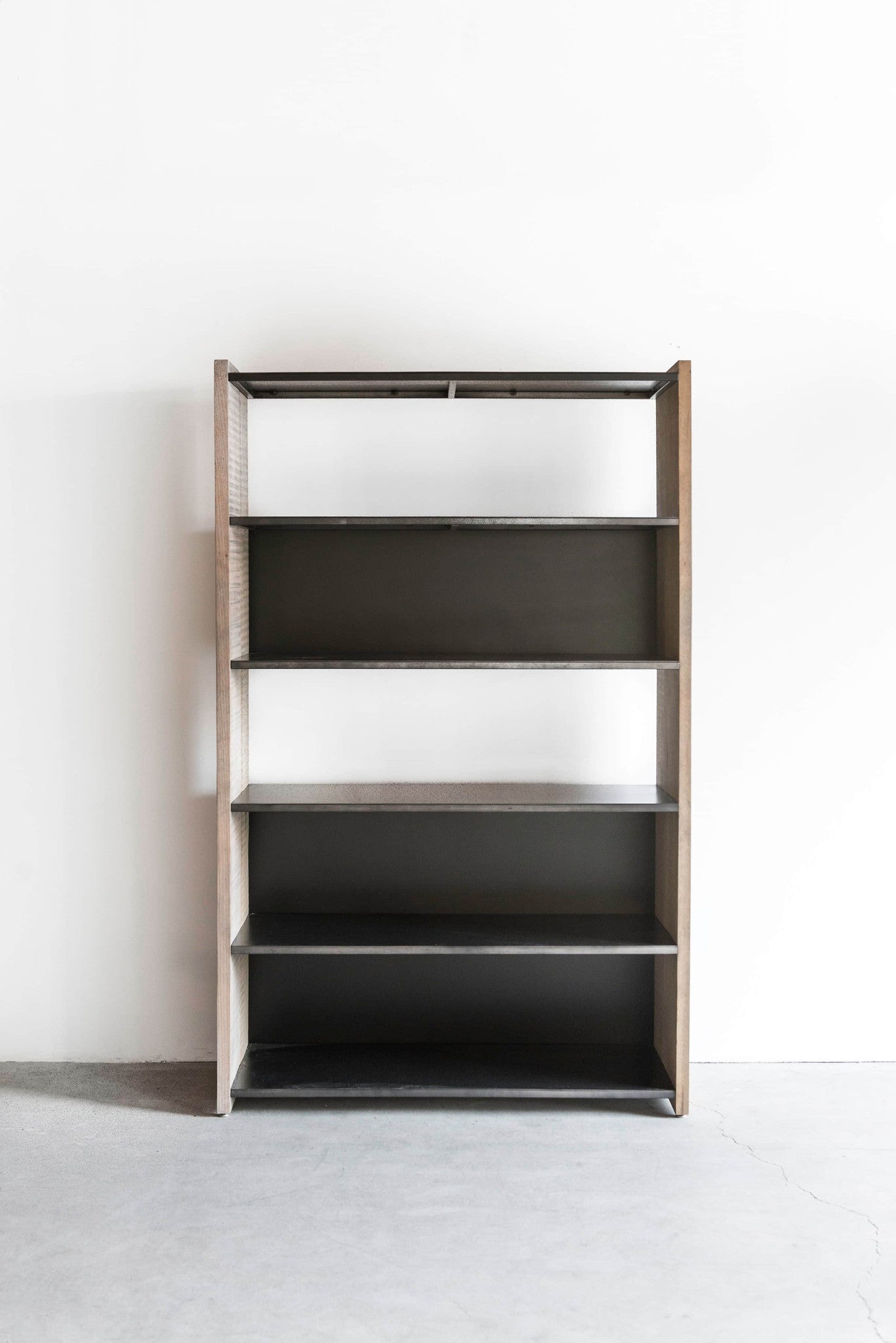 Arden Bookcase- metal and wood bookcase front view