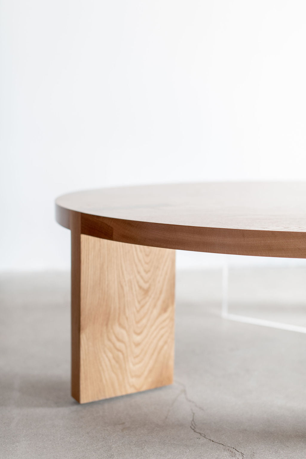 Eve coffee table - oak wood table with lucite leg 