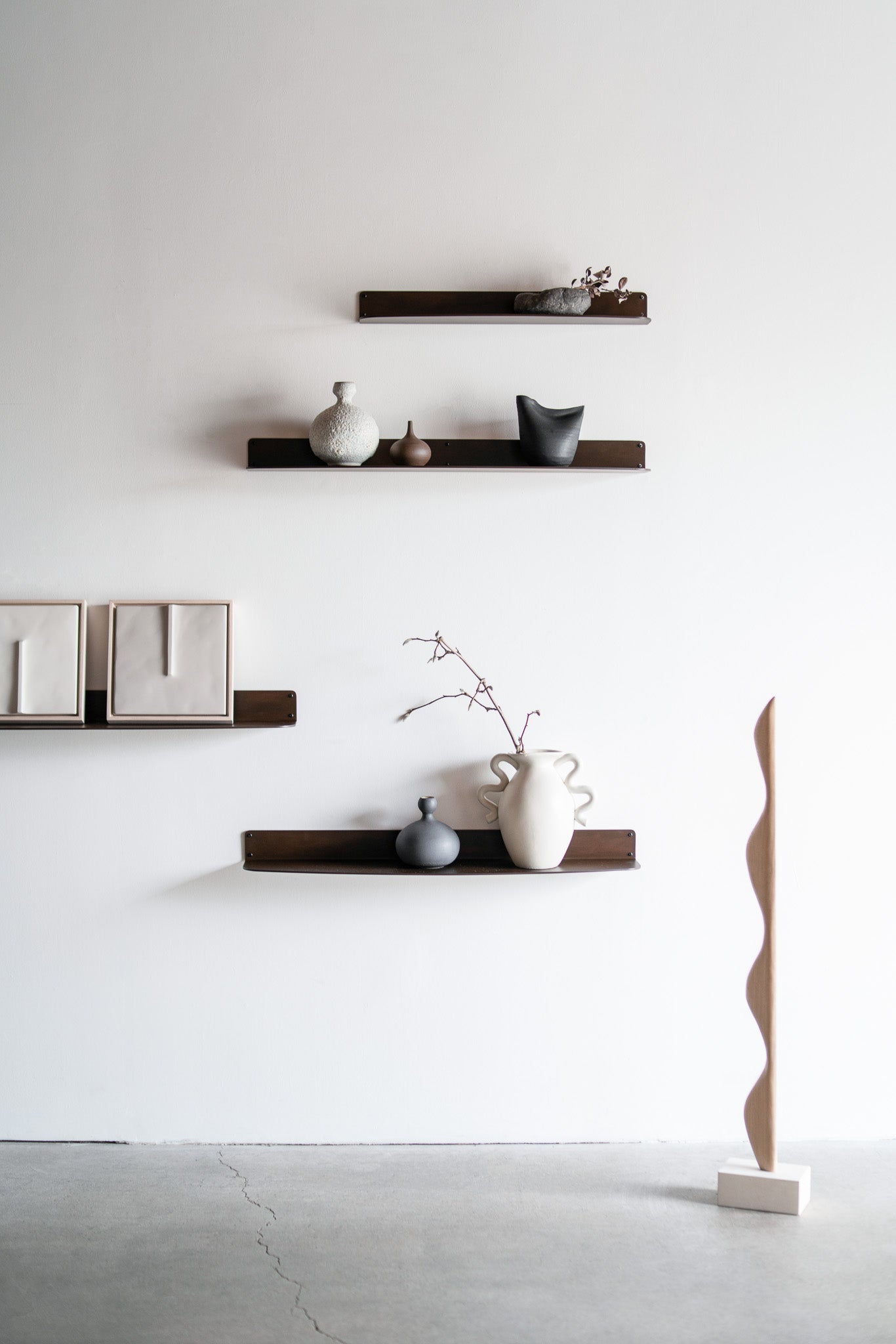 Noah shelves - steel shelves, styled 