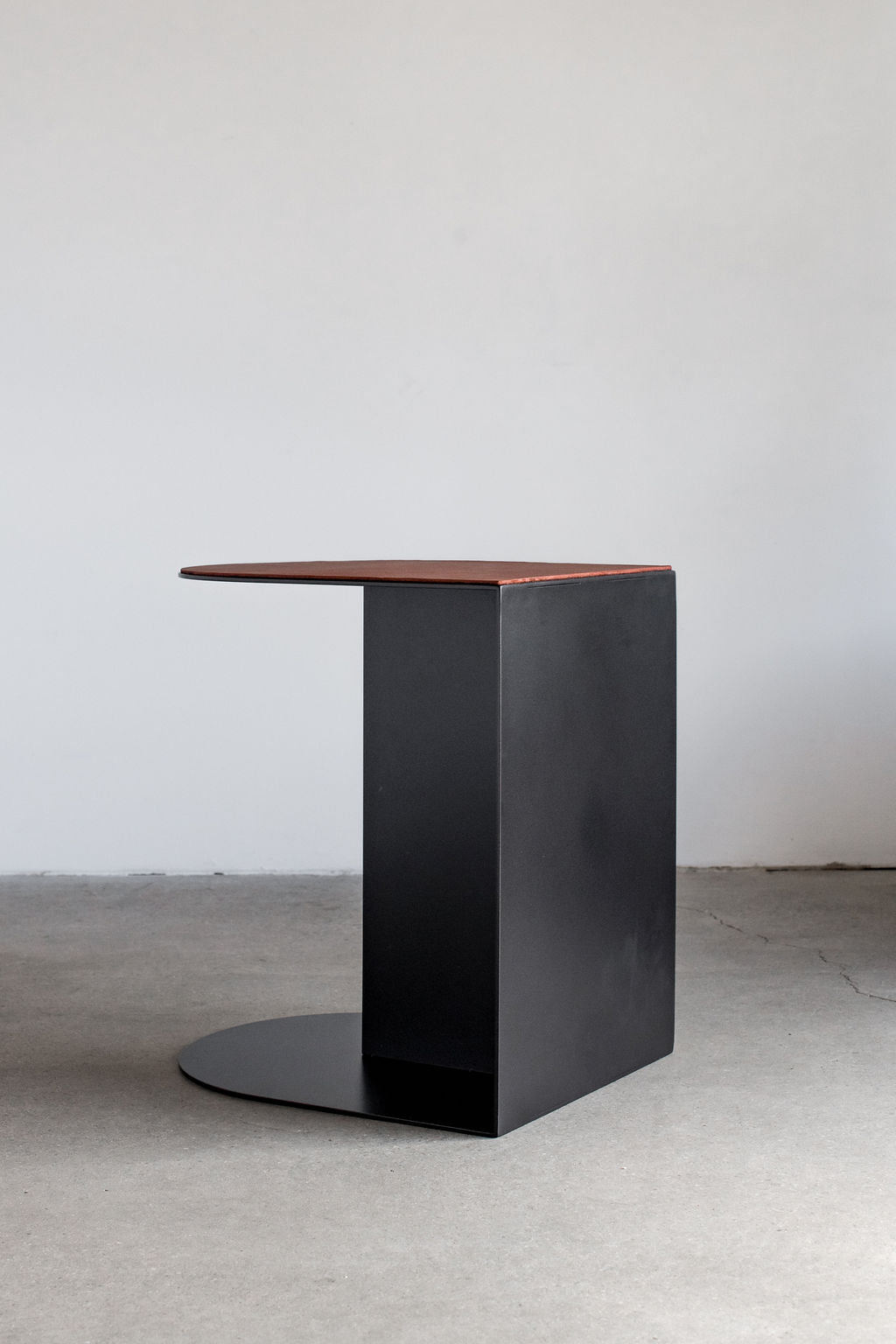 norah side table - steel accent table with leather