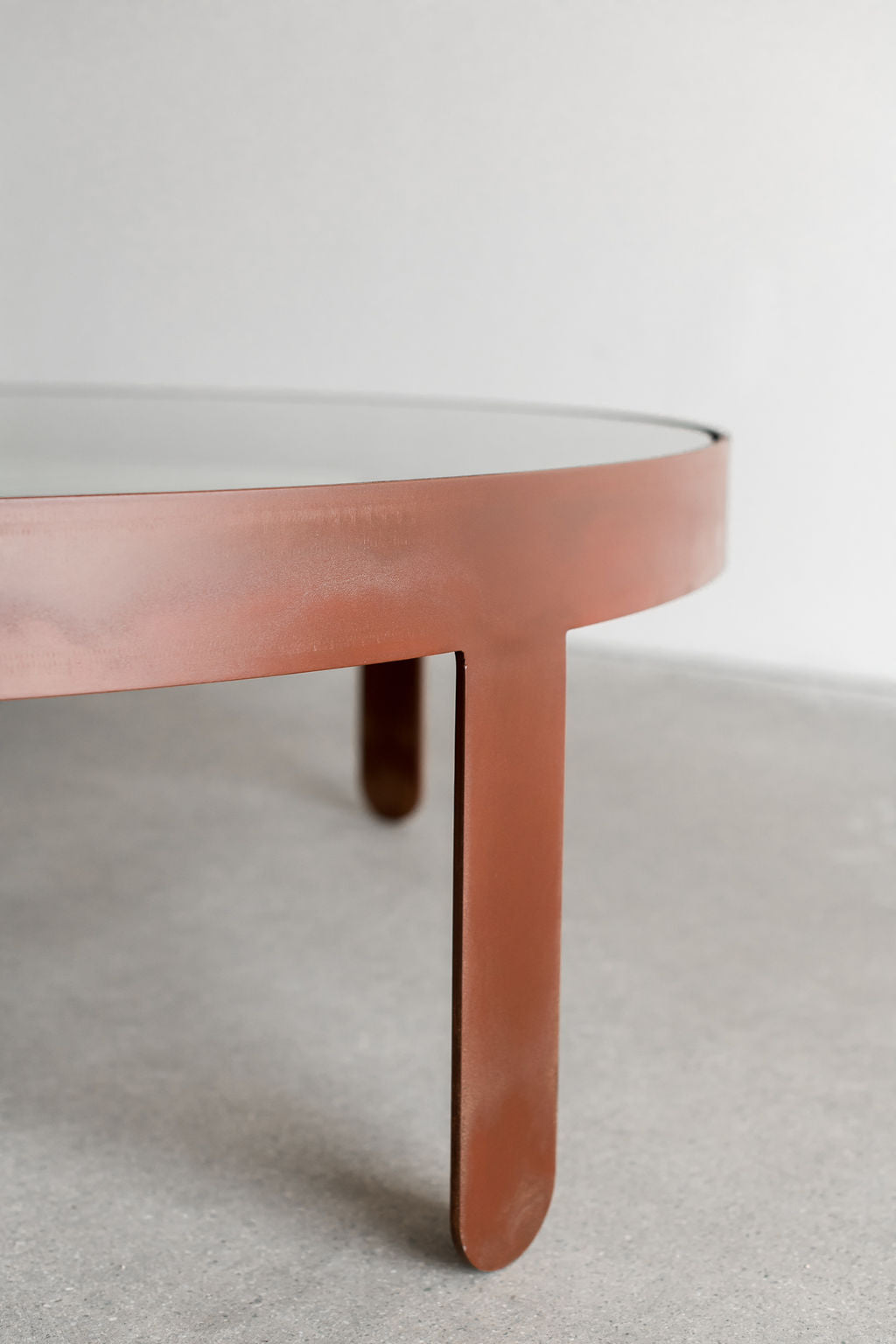 Palmas coffee table - close up on patina legs 