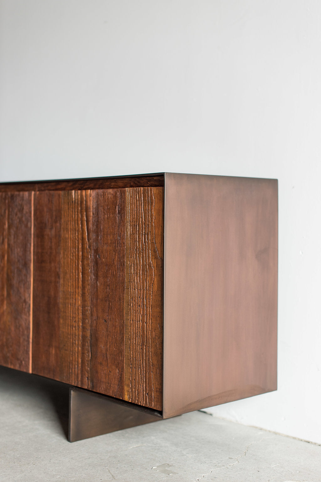 Railcar credenza - douglas fir and industrial steel