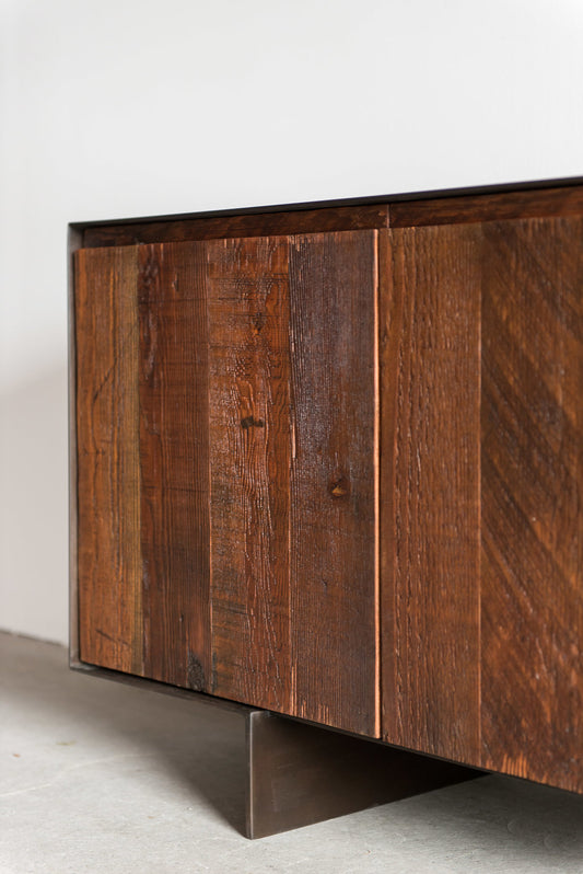 Railcar credenza - douglas fir and industrial steel