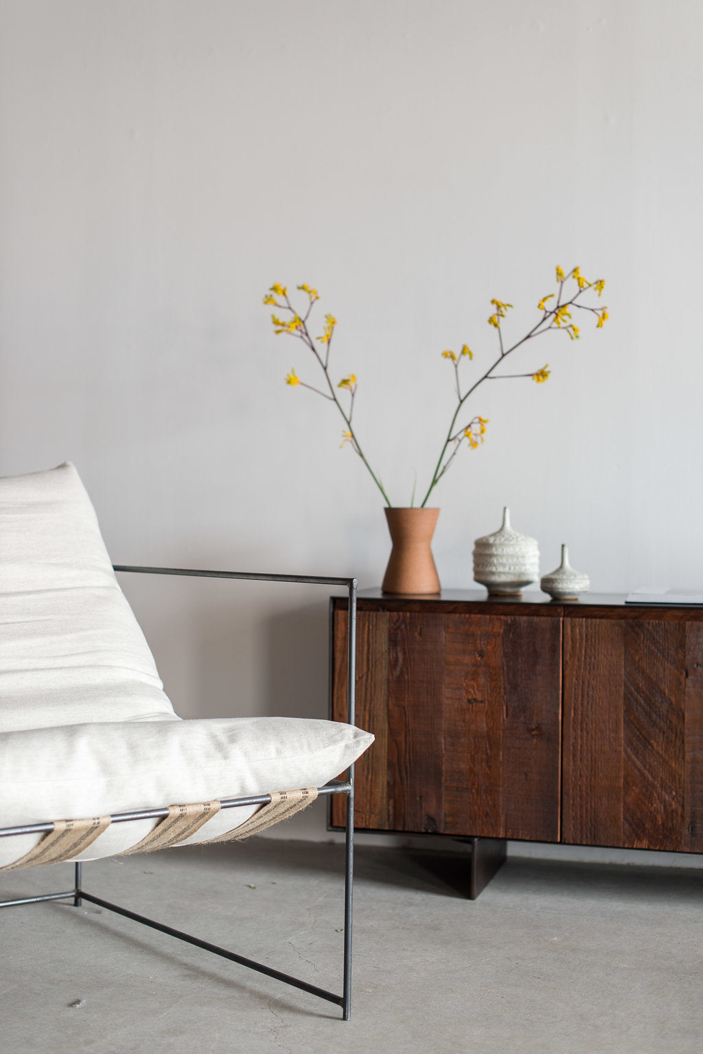 Railcar credenza - douglas fir and industrial steel