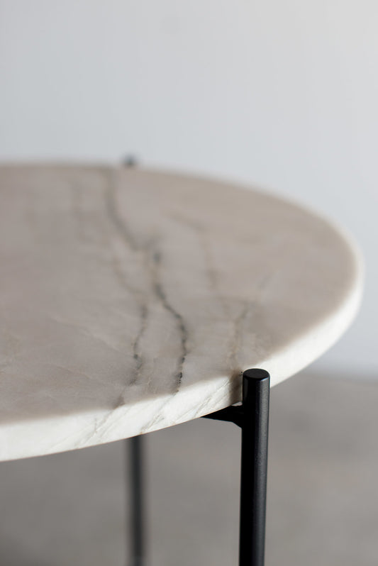Sea pearl side table - steel legs with marble top 