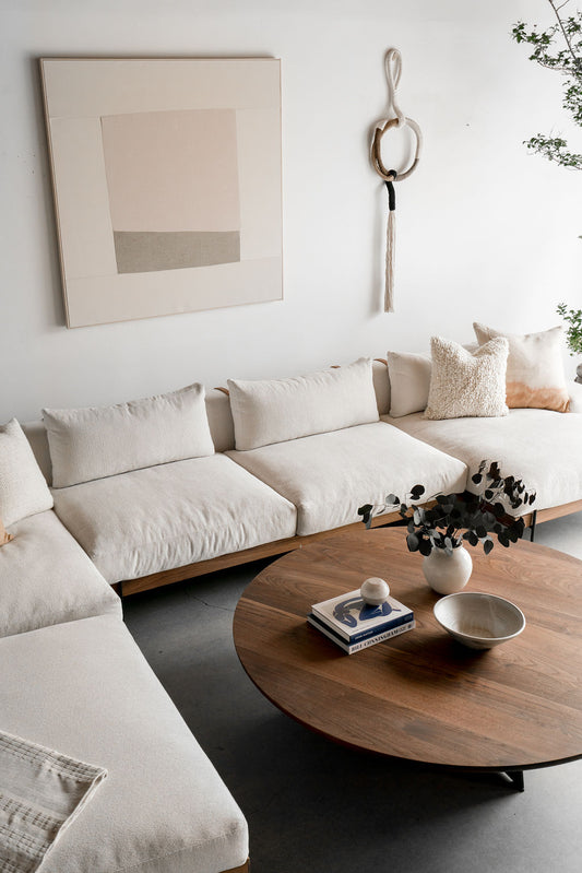 Tula Coffee table- steel legs with walnut wood top