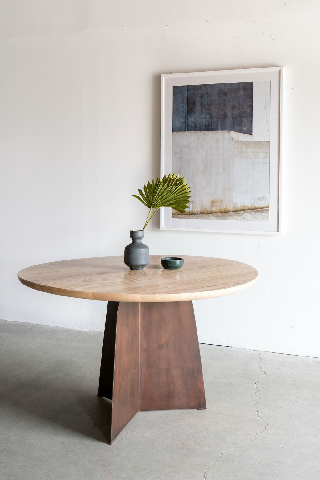 Tula dining table- Steel legs with oak wood top 