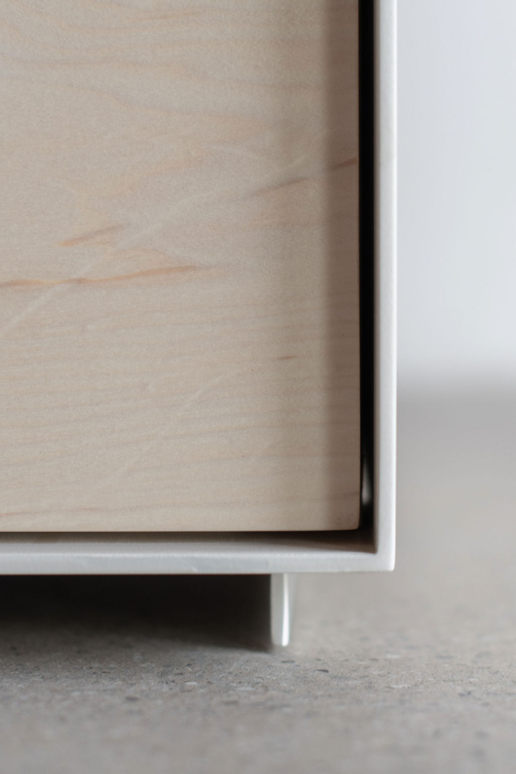 vista nightstand- steel casing with wood drawer
